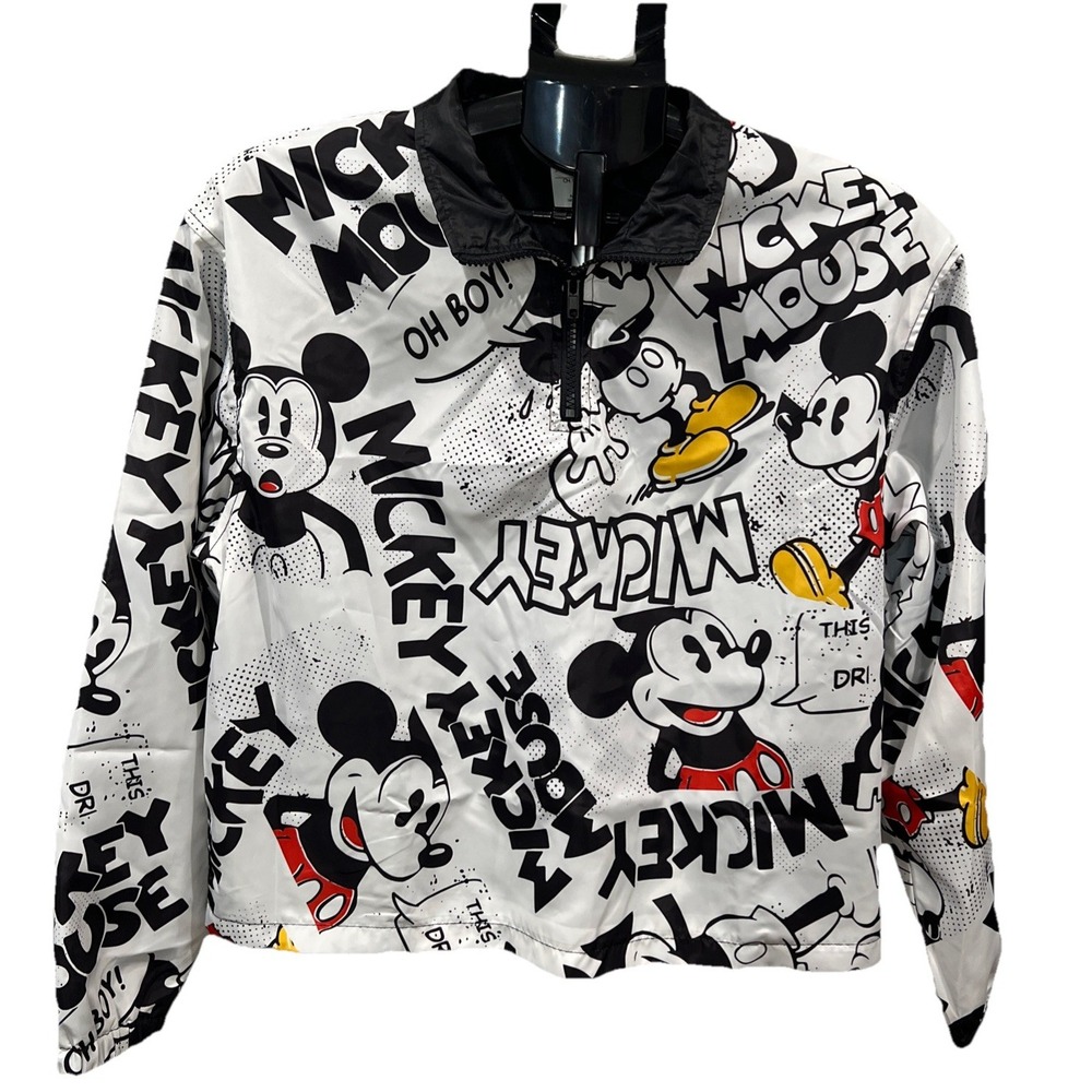 Disney Original Mickey‎ Mouse Comic Pullover Windbreaker Cropped Jacket Medium